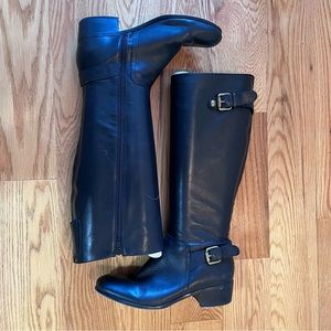 Corso Como Black Leather Knee High Riding Boots